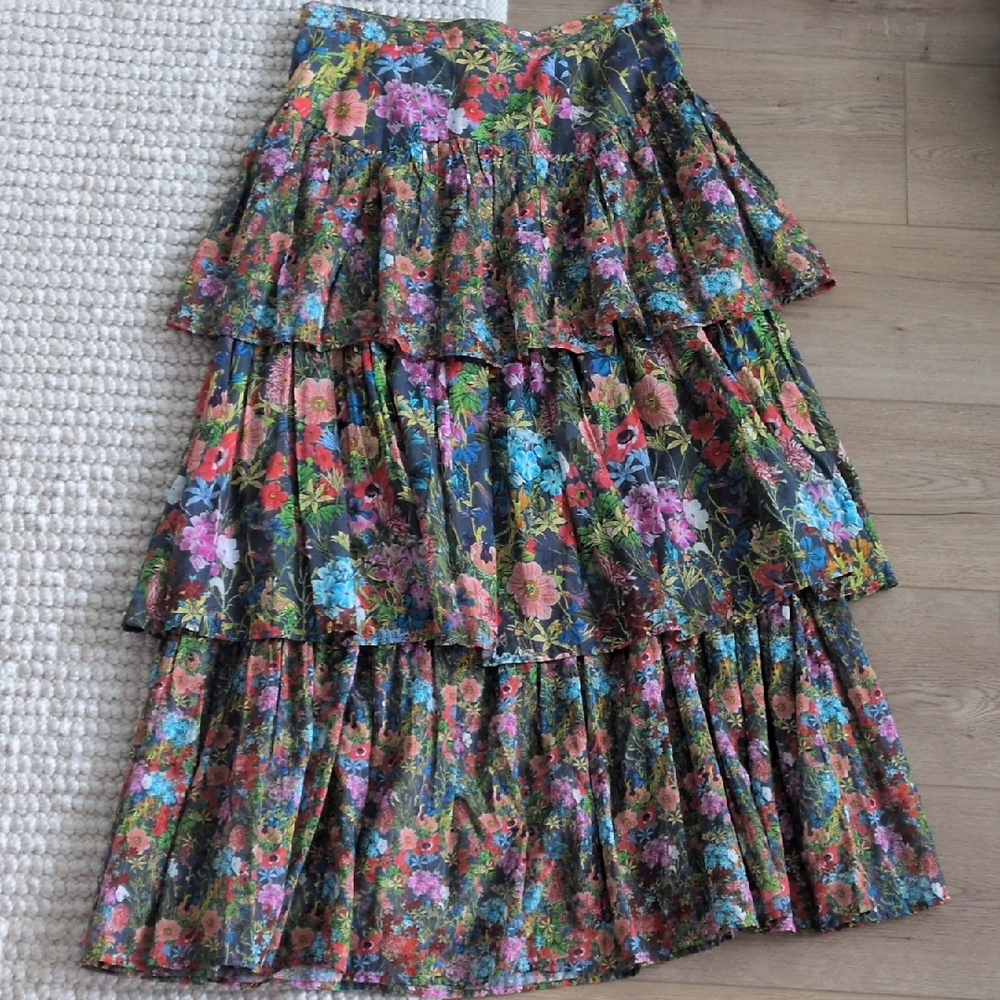 Warm Multicolor Floral Maxi Skirt